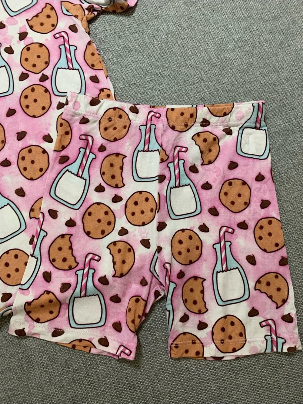 Kids Pink Cookie & Milk Short Bamboo Pajama Set